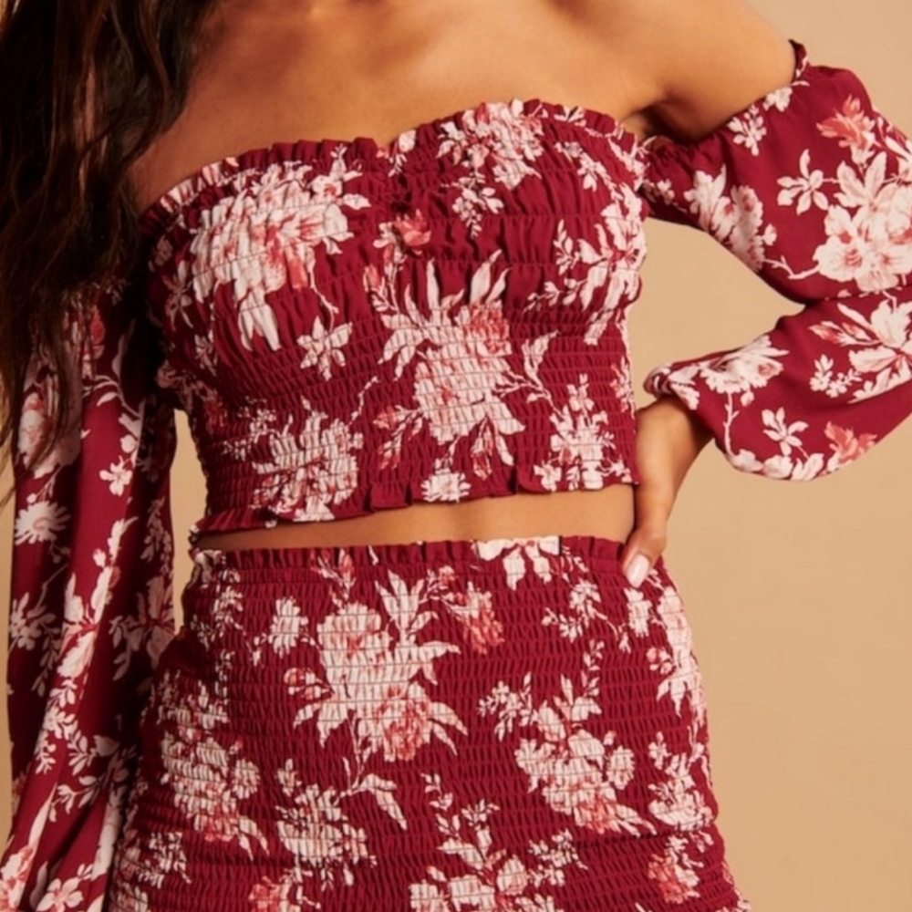 NWT Abercrombie smocked off the shoulder top and skirt set